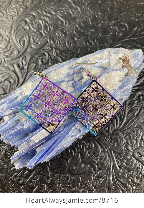 Colorful Chameleon Metal Floral Diamond Earrings - #5LNlBfa9WsE-6