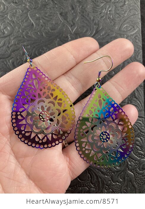 Colorful Chameleon Metal Floral Earrings - #187qu0Gncm4-2