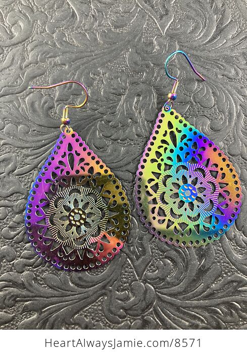 Colorful Chameleon Metal Floral Earrings - #187qu0Gncm4-1