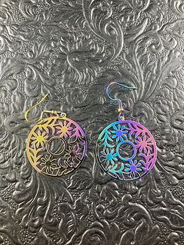 Colorful Chameleon Metal Flower Circle Earrings #j8dPanWwy04