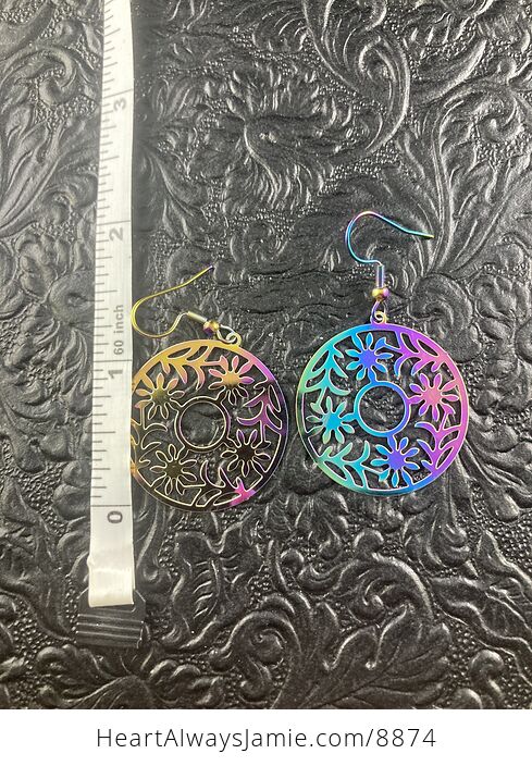 Colorful Chameleon Metal Flower Circle Earrings - #j8dPanWwy04-4