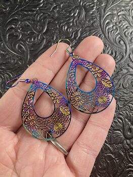 Colorful Chameleon Metal Flower Earrings #cMqVStHhjQc