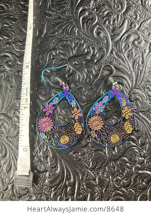 Colorful Chameleon Metal Flower Earrings - #cMqVStHhjQc-3