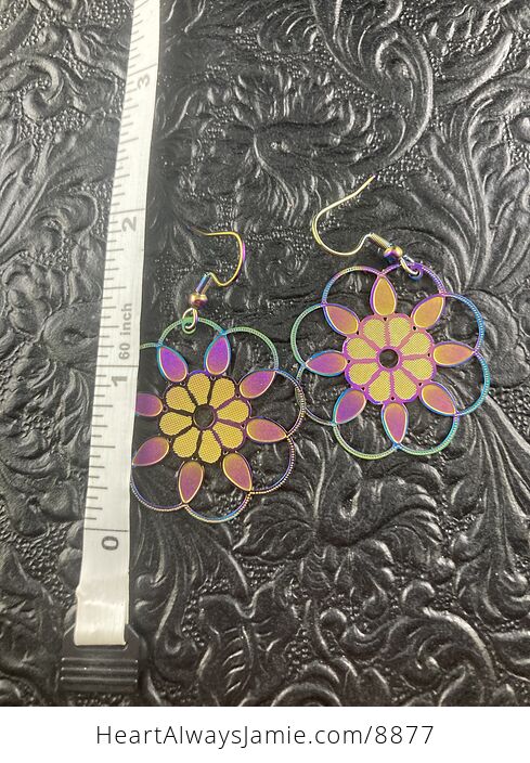 Colorful Chameleon Metal Flower Earrings - #fCkETlfyGv4-3