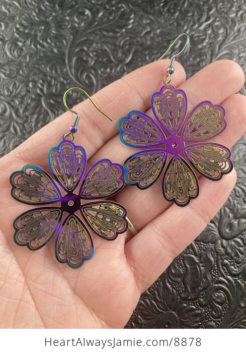 Colorful Chameleon Metal Flower or Snowflake Earrings - #cAxbUSsJ7zY-2