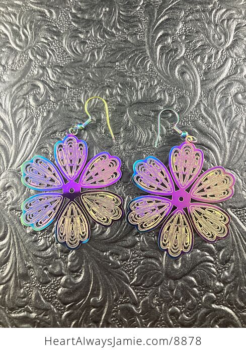 Colorful Chameleon Metal Flower or Snowflake Earrings - #cAxbUSsJ7zY-1