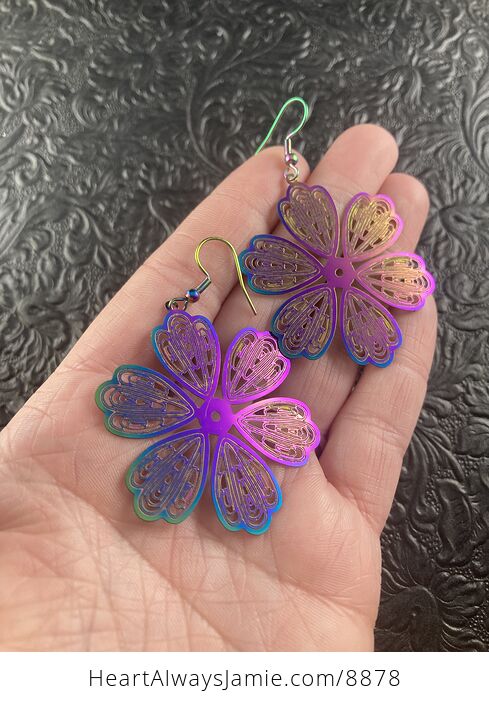 Colorful Chameleon Metal Flower or Snowflake Earrings - #cAxbUSsJ7zY-3