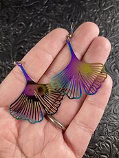 Colorful Chameleon Metal Ginkgo Leaf Earrings #K6vJcSSOEgw