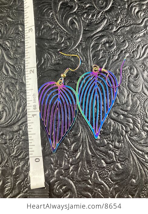 Colorful Chameleon Metal Leaf Earrings - #Tp0UkhcKQps-3
