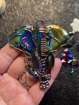 Colorful Chameleon Metal Leaf Pendant Necklace Jewelry #e8CBAXzBiG8