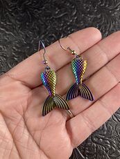 Colorful Chameleon Metal Mermaid Tail Earrings #0LTxtoF5tZM