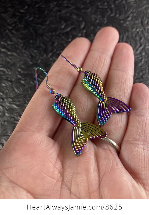 Colorful Chameleon Metal Mermaid Tail Earrings - #0LTxtoF5tZM-2