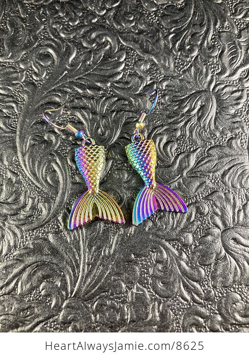 Colorful Chameleon Metal Mermaid Tail Earrings - #0LTxtoF5tZM-3