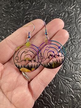 Colorful Chameleon Metal Mountains and Planet Earrings #ijo343uDACU