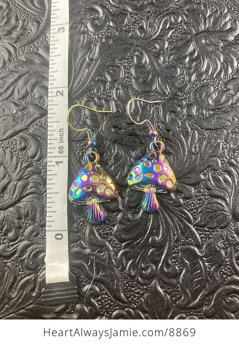 Colorful Chameleon Metal Mushroom Earrings - #poDyDYXtzoM-4