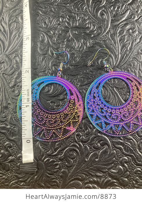 Colorful Chameleon Metal Patterned Circle Earrings - #dRuOJj4Pvnw-5