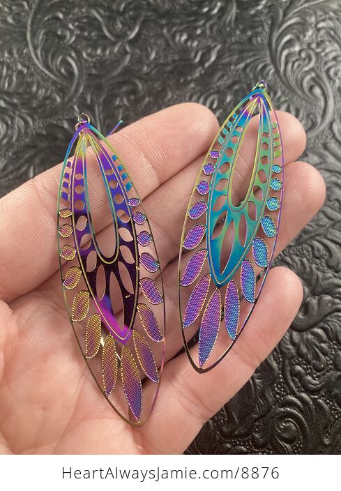 Colorful Chameleon Metal Patterned Drop Earrings - #GwewS1g66J0-1