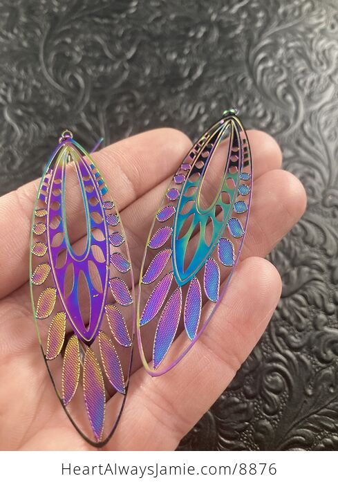 Colorful Chameleon Metal Patterned Drop Earrings - #GwewS1g66J0-2