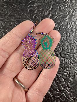 Colorful Chameleon Metal Pineapple Earrings #PGhXCKcmknk