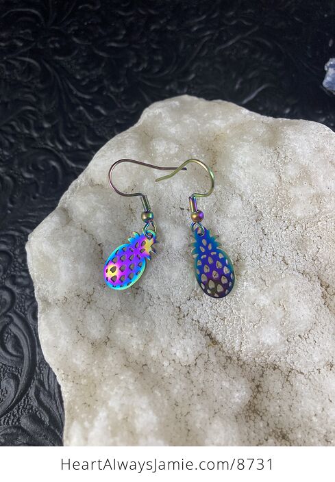 Colorful Chameleon Metal Pineapple Earrings - #ijFWvvh3E5E-5