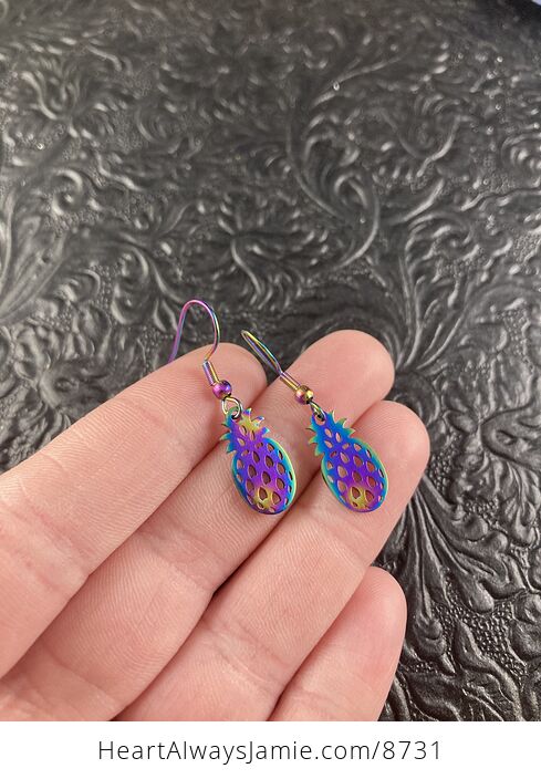 Colorful Chameleon Metal Pineapple Earrings - #ijFWvvh3E5E-1