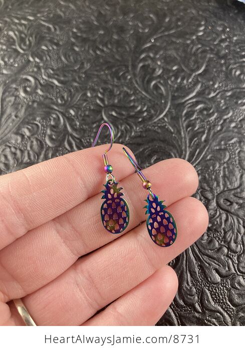 Colorful Chameleon Metal Pineapple Earrings - #ijFWvvh3E5E-2