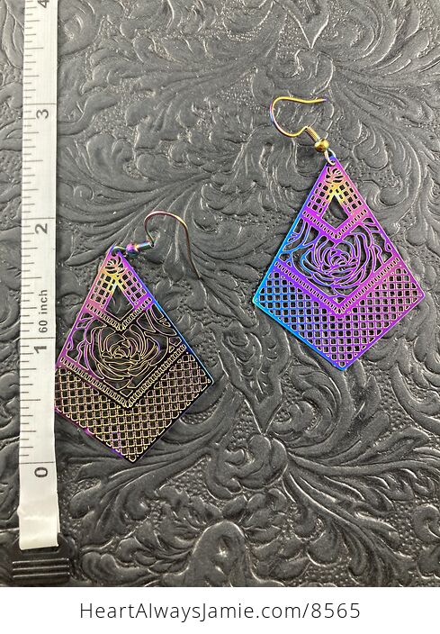 Colorful Chameleon Metal Rose Earrings - #QSOhpI4KjHE-4