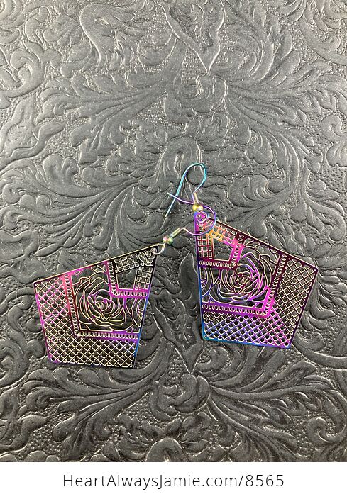 Colorful Chameleon Metal Rose Earrings - #QSOhpI4KjHE-3