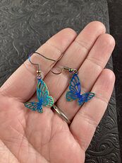 Colorful Chameleon Metal Rose Small Butterfly Earrings #e0JVCdeJQdw