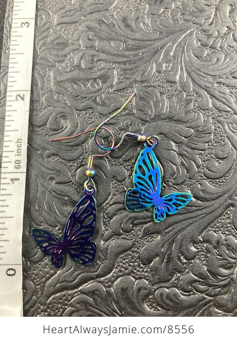 Colorful Chameleon Metal Rose Small Butterfly Earrings - #e0JVCdeJQdw-3