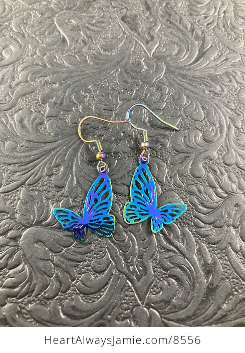 Colorful Chameleon Metal Rose Small Butterfly Earrings - #e0JVCdeJQdw-2