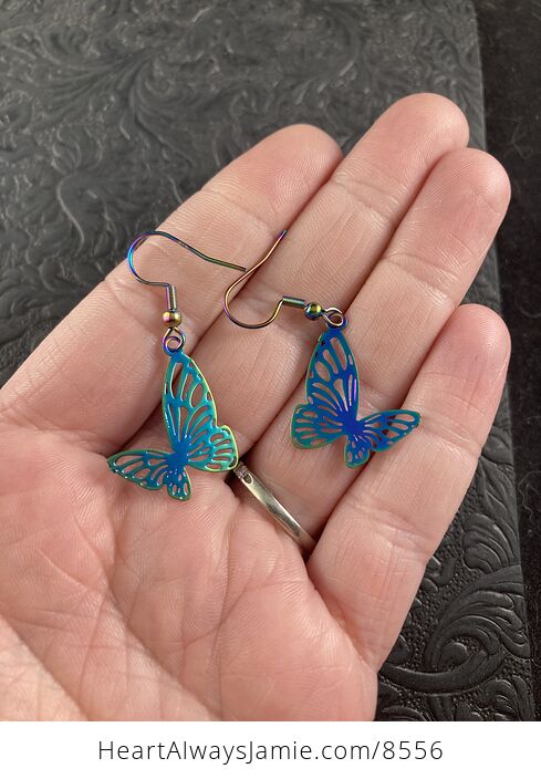 Colorful Chameleon Metal Rose Small Butterfly Earrings - #e0JVCdeJQdw-1