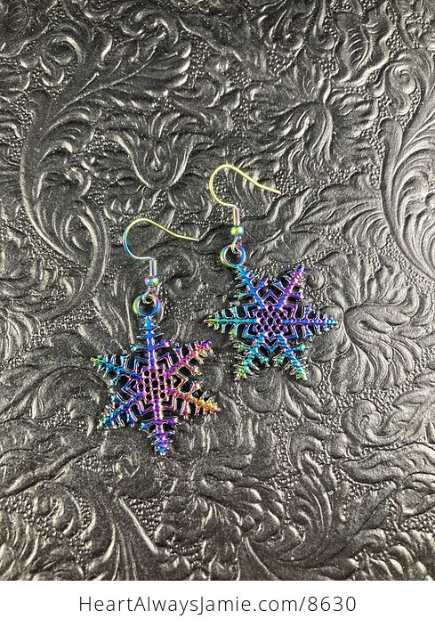 Colorful Chameleon Metal Snowflake Winter Christmas Earrings - #mxxDhExzz9o-2