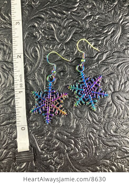 Colorful Chameleon Metal Snowflake Winter Christmas Earrings - #mxxDhExzz9o-3
