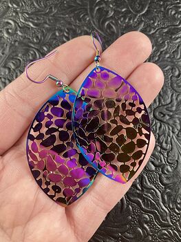 Colorful Chameleon Metal Spotted Leaf Earrings #W8y1H2RZPv8