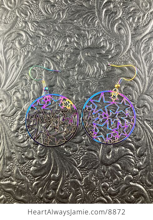 Colorful Chameleon Metal Star Circle Earrings - #KbMhOTSXAA0-3