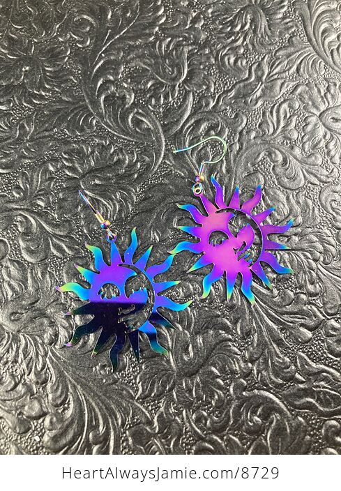 Colorful Chameleon Metal Sun Earrings - #1PmJ3LjF0gA-4