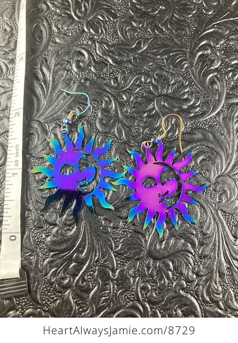 Colorful Chameleon Metal Sun Earrings - #1PmJ3LjF0gA-5