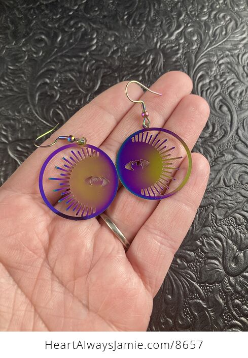 Colorful Chameleon Metal Sun Earrings - #j0ftdkzHESo-1