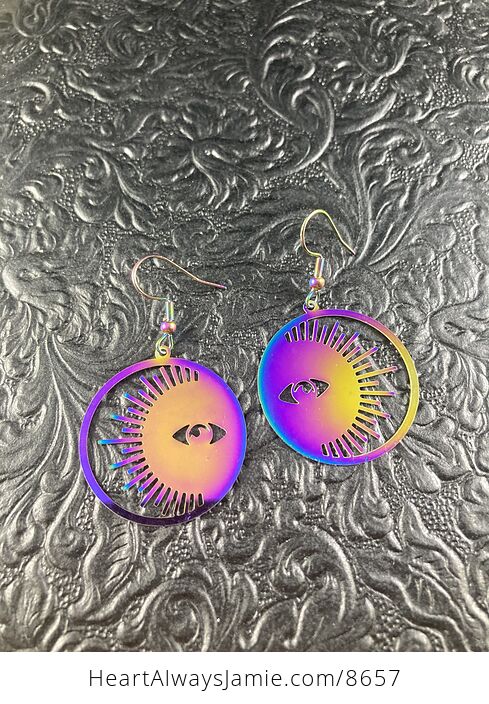 Colorful Chameleon Metal Sun Earrings - #j0ftdkzHESo-2