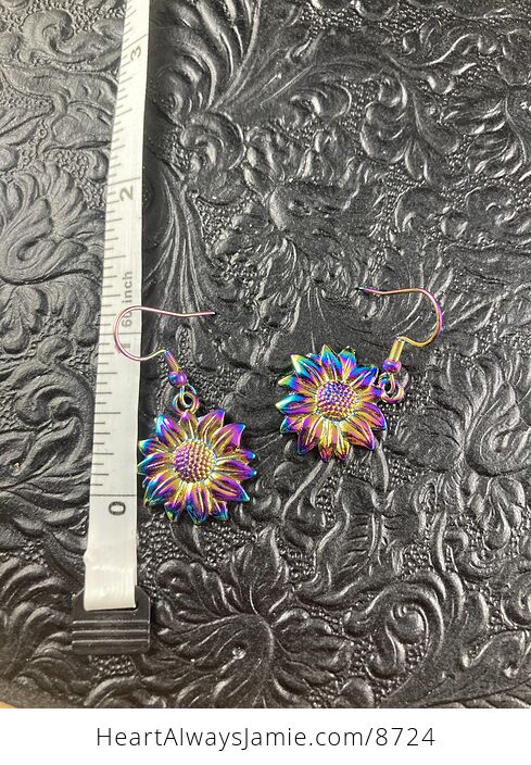 Colorful Chameleon Metal Sunflower Earrings - #KFPcflZfZtA-4