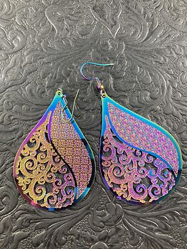 Colorful Chameleon Metal Swirl and Texture Earrings #iyK9MUvH8sI