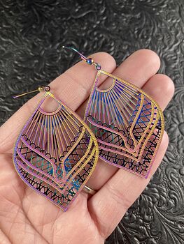 Colorful Chameleon Metal Texture Ornate Earrings #3W66hOZktAM