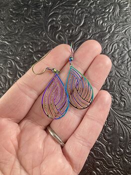 Colorful Chameleon Metal Texture Ornate Earrings #TybfIgaJ8RA