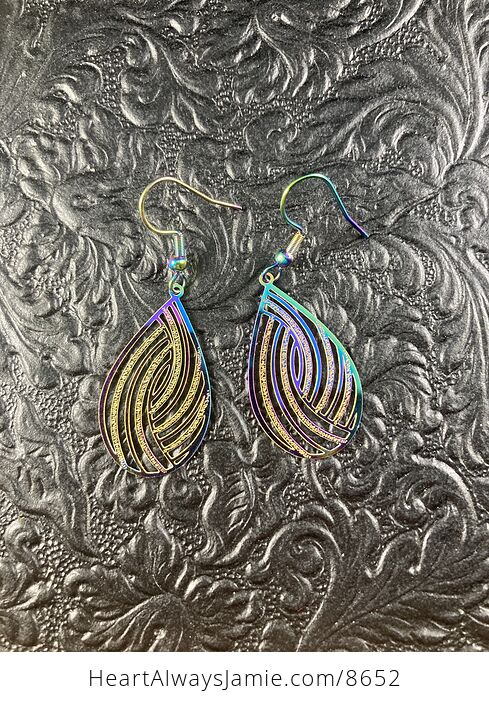Colorful Chameleon Metal Texture Ornate Earrings - #TybfIgaJ8RA-2