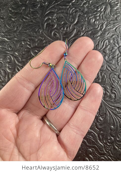 Colorful Chameleon Metal Texture Ornate Earrings - #TybfIgaJ8RA-1