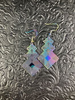 Colorful Chameleon Metal Textured Diamond Earrings #tzi6xDoav1o