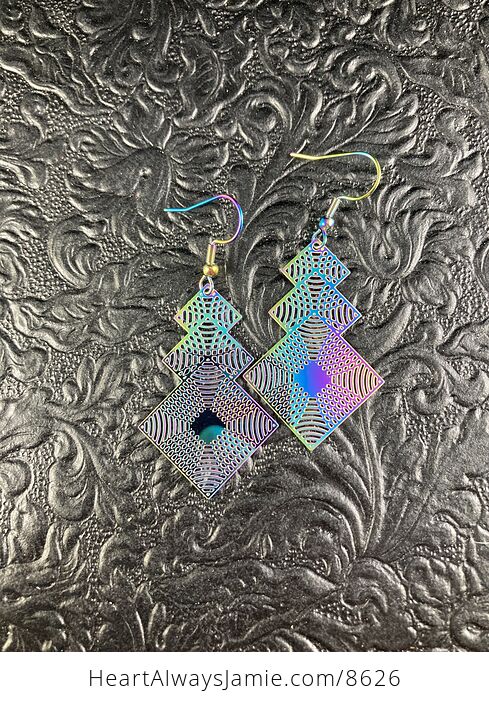 Colorful Chameleon Metal Textured Diamond Earrings - #tzi6xDoav1o-1