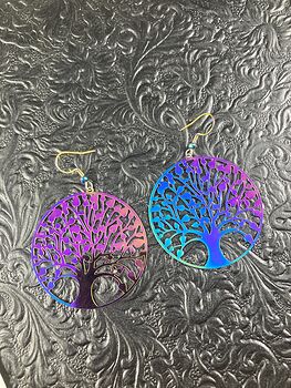Colorful Chameleon Metal Tree of Life Earrings #9JhvwVYYBYc
