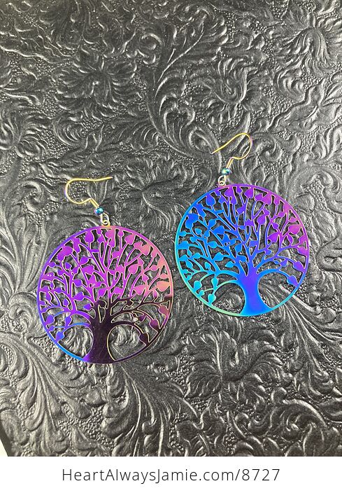 Colorful Chameleon Metal Tree of Life Earrings - #9JhvwVYYBYc-1